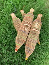 Armadilha de peixe cesta creel tecido bambu escultura pingente luz decoração para casa longa 18", usado comprar usado  Enviando para Brazil