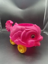 Molde de sopro infantil vintage brinquedo de puxar peixe sobre rodas suporte de brinquedo rosa comprar usado  Enviando para Brazil