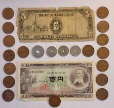 Lote Monedas y Billetes Japoneses Antiguos Emitidos por el Gobierno 5 Pesos - 23 piezas segunda mano  Embacar hacia Mexico