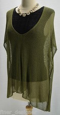 Blusa Bar III 3 verde oliva verde exército crochê aberto solto encolher de ombros camada superior TAM M G NOVA comprar usado  Enviando para Brazil