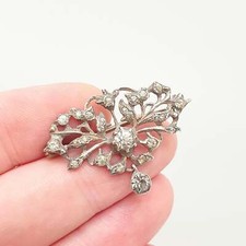 Broche antigo vitoriano prata maciça pasta de diamante broche pergaminho pendurado gota arte, usado comprar usado  Enviando para Brazil
