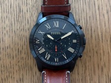 Relógio masculino Fossil Grant cronógrafo mostrador preto pulseira de couro, usado comprar usado  Enviando para Brazil