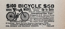Anuncio impreso vintage de National Merchandise Supply Co. de 1896, recuerdos de bicicletas segunda mano  Embacar hacia Mexico