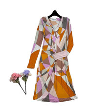 Vestido Emilio Pucci estampa multicolorida feito na Itália tamanho 36 laranja rosa bom abstrato comprar usado  Enviando para Brazil