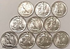 (10) Meio dólar Walking Liberty BU brilhante não circulado 90% prata comprar usado  Enviando para Brazil