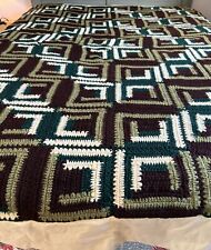 Colcha de crochê afegã vintage feita à mão com acabamento acetinado 91x74” polegadas casa de campo, usado comprar usado  Enviando para Brazil