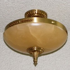 LUZ DE TETO REAL ALABASTRO E BRONZE MONTAGEM SEMI NIVELADA FEITA NA ESPANHA 14"D comprar usado  Enviando para Brazil