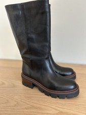 Botas femininas Arezzo couro preto meia panturrilha tamanho 8 M, usado comprar usado  Enviando para Brazil