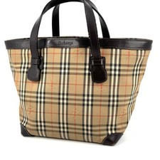Bolsa tote BURBERRY lona xadrez couro marrom autêntica comprar usado  Enviando para Brazil