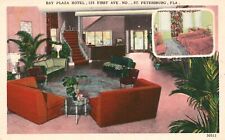 Sofá Cadeiras Escadas em Bay Plaza Hotel São Petersburgo Flórida FL Cartão Postal Vintage comprar usado  Enviando para Brazil