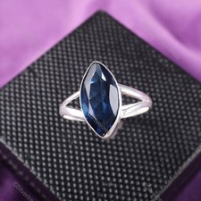 Joia anel nova pulseira prata esterlina 925 pedra preciosa topázio azul Marquise London comprar usado  Enviando para Brazil