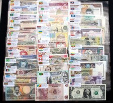 100 piezas billetes de banco mundial 50 países papel moneda extranjero unc banderas inglesas regalo segunda mano  Embacar hacia Mexico