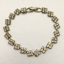 Conjunto de pinos quadrados de strass transparente trava tom prata 7,75 pulseira de tênis joias comprar usado  Enviando para Brazil