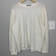 Blusa de malha Teti Gio creme texturizada semi transparente manga bispo Lagenlook tamanho grande comprar usado  Enviando para Brazil