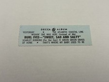 Jukebox LP 33 Tira de Título Burl Ives Sweet Sad & Salty Decca comprar usado  Enviando para Brazil