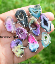 Druzy Quartzo Gemstone Mix Ring 5pcs Venda por atacado Lote 925 prata banhada joias, usado comprar usado  Enviando para Brazil