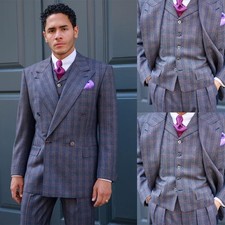 Terno masculino listrado empresarial ajuste regular pico lapela roupa trabalho casual xadrez, usado comprar usado Terno masculino listrado empresarial ajuste regular pico lapela roupa trabalho casual xadrez, usado comprar usado  Enviando para Brazil