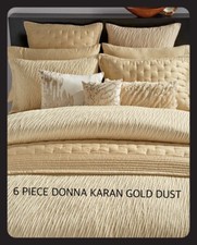 Usado, 6 peças~Capa de edredom Donna Karan Home Gold Dust F/QUEEN, 4 fronhas, travesseiro decorativo comprar usado  Enviando para Brazil