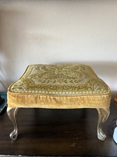 Banqueta antiga meados do século pequena corte dourado veludo bronze perna escabelo flor comprar usado  Enviando para Brazil