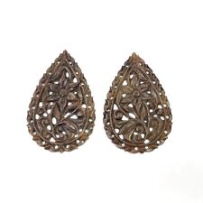 Par 82,11 ct pedra preciosa safira chocolate natural escultura em forma de pera 44*28,5 mm comprar usado  Enviando para Brazil