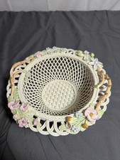 Buquê de casamento de porcelana vintage Belleek Irlanda treliça cesta de tecido de renda comprar usado  Enviando para Brazil