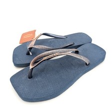 Sandálias femininas Havaiana quadradas glitter flip flop azul índigo tamanho US6 EU37/38 comprar usado  Enviando para Brazil