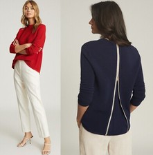 Blusa feminina REISS Skye com zíper nas costas com nervuras vermelha e azul marinho comprar usado Blusa feminina REISS Skye com zíper nas costas com nervuras vermelha e azul marinho comprar usado  Enviando para Brazil