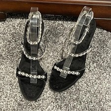Sandálias Vicini Sandalo Tre Fasce elegante preto strass tamanho UE 37/EUA 7 comprar usado  Enviando para Brazil