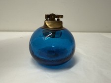 Isqueiro de mesa Blenko meados do século moderno azul turquesa vidro craquelado 🐝 comprar usado  Enviando para Brazil