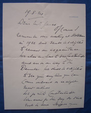 Autograph letter 1924 for sale  UXBRIDGE
