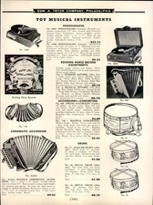 1950 PAPER AD Instrumentos de brinquedo bateria acordeão Jazz American Eagle Spirit of 76 comprar usado  Enviando para Brazil