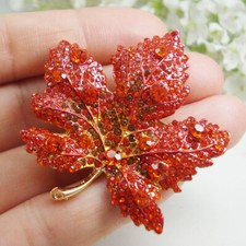Elegante Hoja de Arce Cristal Estrás Colgante Broche Para Mujer Pin Corsé Regalos segunda mano  Embacar hacia Mexico