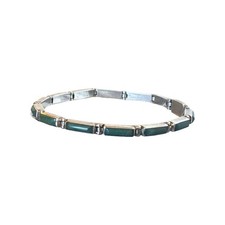 Pulseira de prata 950 malaquita painel link pedra preciosa verde Taxco México assinada comprar usado  Enviando para Brazil