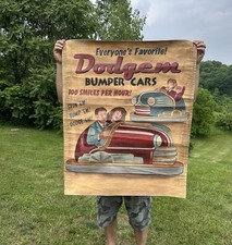 Pôster de carnaval vintage Dodgem para-choques carros pendurado banner de lona 32”x38” comprar usado  Enviando para Brazil