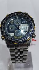 Relógio masculino C300-Q00842 CITIZEN NAVIHAWK WORLD TIME MOSTRADOR AZUL JC3-11 comprar usado  Enviando para Brazil