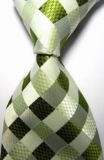 Quente! Gravata masculina xadrez clássica verde branca tecido jacquard 100% seda comprar usado  Enviando para Brazil