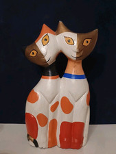 Statuetta legno gatti usato  Soliera