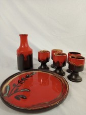 Earthenware decanter glasses for sale  PRESCOT