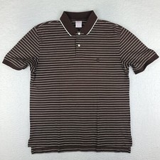 Camisa polo masculina Brooks Brothers média marrom listrada branca desempenho original comprar usado  Enviando para Brazil