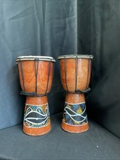 Pair painted djembe for sale  THETFORD