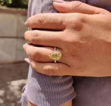 Anel de casamento de ouro amarelo 14K com safira amarela natural e diamante 3,50 quilates tamanho 7, usado comprar usado Anel de casamento de ouro amarelo 14K com safira amarela natural e diamante 3,50 quilates tamanho 7, usado comprar usado  Enviando para Brazil