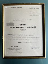 Brevet croix combattant d'occasion  Chartres