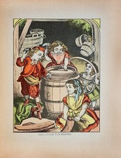 Barril de vinho Coopering, impressão colorida antiga de 1892 de barris para fazer crianças comprar usado  Enviando para Brazil