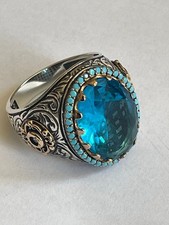 Anel de prata turco 925 feito à mão com água-marinha, tamanho - Reino Unido W.5, Eur 66 (C078), usado comprar usado Anel de prata turco 925 feito à mão com água-marinha, tamanho - Reino Unido W.5, Eur 66 (C078), usado comprar usado  Enviando para Brazil