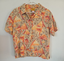 Camisa feminina Ruby Road estampa de 10 botões Egito estampa flor de camelo P/S, usado comprar usado Camisa feminina Ruby Road estampa de 10 botões Egito estampa flor de camelo P/S, usado comprar usado  Enviando para Brazil