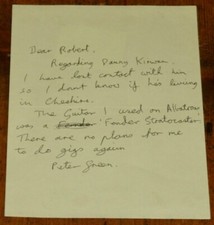 Peter green handwritten for sale  LONDON