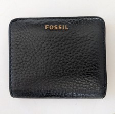 Carteira Fossil Madison bi-fold couro preto bolsa moeda crédito cad slots transparente comprar usado  Enviando para Brazil