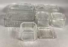Conjunto de 7 pratos de geladeira vintage de vidro federal design vegetal com nervuras, usado comprar usado  Enviando para Brazil