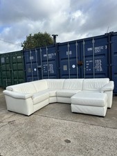white leather corner sofa for sale  STAINES-UPON-THAMES