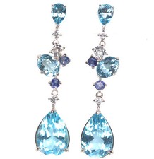 10 X 15 mm. Brincos de prata esterlina 925 topázio safira cúbica-zircônia azul celeste comprar usado  Enviando para Brazil
